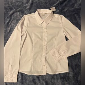 The Children’s Place, girl’s white shirt with little ruffle. Size XL (14)